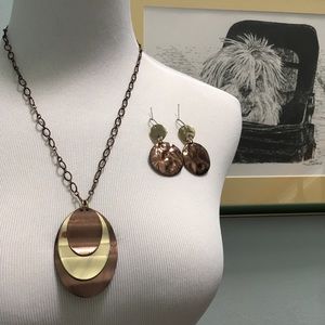 Bronze and Gold Necklace w/ Coordinating Earrings